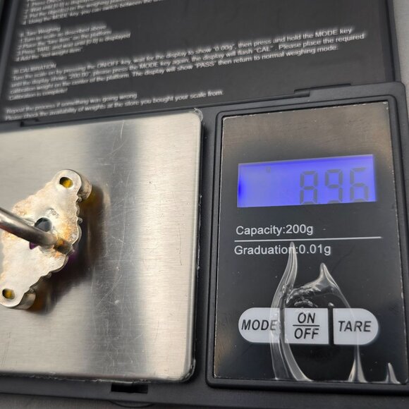 925 Silver-Plated Ring Size 7.5 VTG Glass Teardrop & Amber Cabochon Statement - Picture 13 of 14